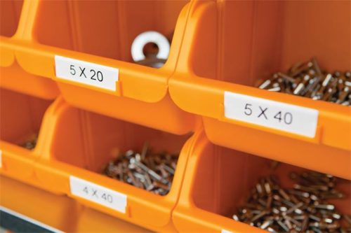 Feliratozógép szalag, vinil, 19 mm x 5,5 m,  DYMO "Rhino", fehér-fekete