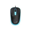 Egér, vezetékes, optikai, normál méret, USB, GENIUS "DX-123", fekete-kék
