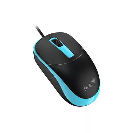 Egér, vezetékes, optikai, normál méret, USB, GENIUS "DX-123", fekete-kék