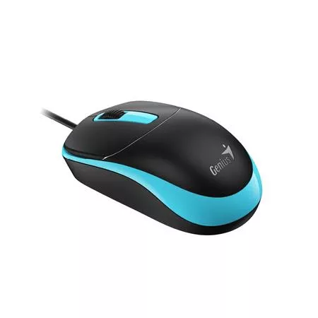 Egér, vezetékes, optikai, normál méret, USB, GENIUS "DX-123", fekete-kék