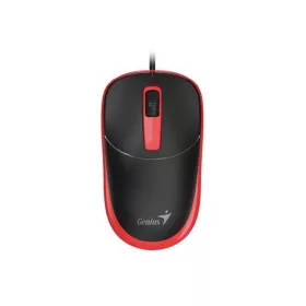   Egér, vezetékes, optikai, normál méret, USB, GENIUS "DX-123", fekete-piros