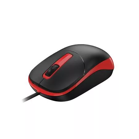 Egér, vezetékes, optikai, normál méret, USB, GENIUS "DX-123", fekete-piros