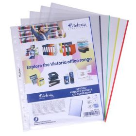   Genotherm, lefűzhető, színes szélű, A4, 50 mikron, víztiszta, VICTORIA OFFICE, vegyes színek