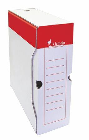 Archiválódoboz, A4, 100 mm, karton, VICTORIA, piros-fehér