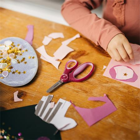Olló, óvodai, 13 cm, FISKARS, csillámos rózsaszín