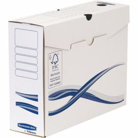   Archiválódoboz, A4+, 100 mm, FELLOWES "Bankers Box Basic", kék-fehér