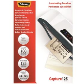   Meleglamináló fólia, 125 mikron, 75x105 mm, fényes, 100 db,  FELLOWES