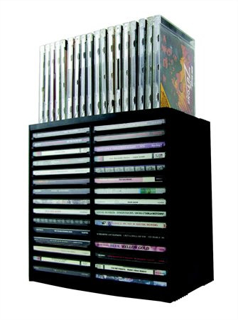 CD-tároló, automata kiemelőrendszerű, 30+18 db-os, FELLOWES "Spring", fekete