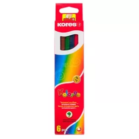   Színes ceruza készlet, háromszögletű, KORES "Triangular", 6 különböző szín