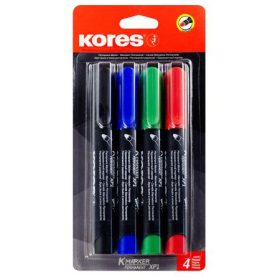   Alkoholos marker készlet, 3 mm, kúpos, KORES "Eco K-Marker", 4 különböző szín