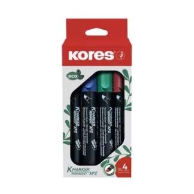   Alkoholos marker készlet, 1-3 mm, vágott, KORES "Eco K-Marker", 4 különböző szín