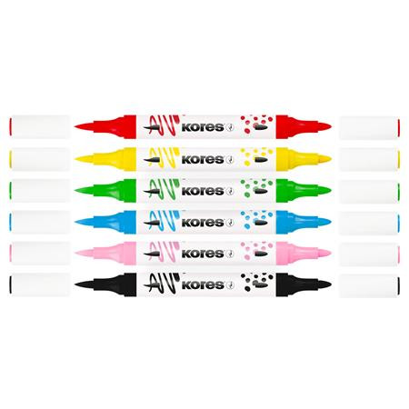 Dekormarker készlet, akril, 1-2 mm, kétvégű, KORES " K-Kreative", 6 különböző szín