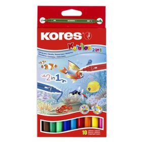   Filctoll készlet, 1-3 mm, kimosható, KORES "Korellos 2in1", 10 különböző szín