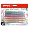 Szövegkiemelő készlet, 3-5 mm, KORES "Glitter", 6 különböző csillámos szín