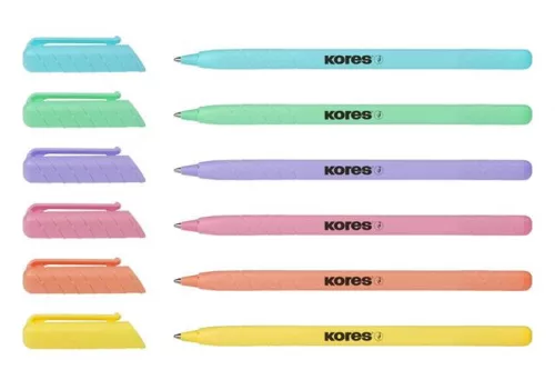 Golyóstoll, 1,0 mm, kupakos, háromszögletű, KORES "KOR-M Pastel", kék
