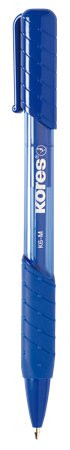 Golyóstoll, 1,0 mm, nyomógombos, háromszögletű, KORES "K6-M", kék
