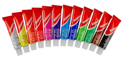 Tempera készlet, 12 ml, KORES, 12 különböző szín