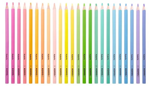 Színes ceruza készlet, háromszögletű, KORES "Kolores Pastel", 24 pasztell szín