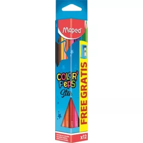  Színes ceruza készlet, háromszögletű, hegyezővel, MAPED "Color'Peps", 12 különböző szín
