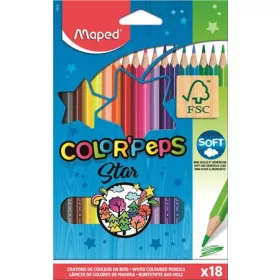   Színes ceruza készlet, háromszögletű, MAPED "Color'Peps", 18 különböző szín