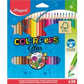   Színes ceruza készlet, háromszögletű, MAPED "Color'Peps", 24 különböző szín