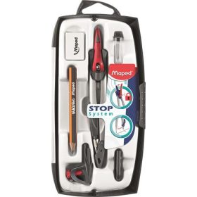  Körző készlet, rögzíthető lábakkal, 7 darabos, MAPED "Stop System"