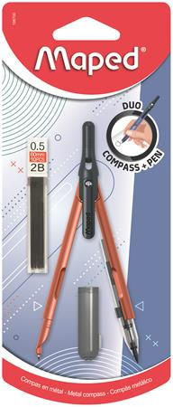 Körző, heggyel, 2in1, ceruzává alakítható, MAPED „Compass Pen”, vegyes színek