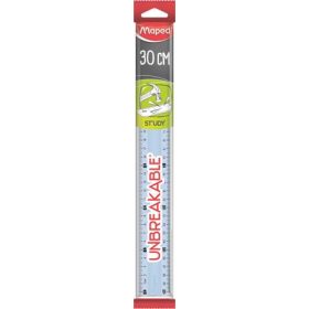   Vonalzó, műanyag, törhetetlen, 30 cm, MAPED "Study Unbreakable", vegyes színek