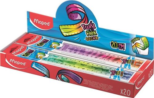 Vonalzó, műanyag, törhetetlen, 20 cm, MAPED 'Twist N' Flex Decor Animals', vegyes színek