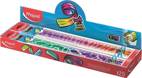 Vonalzó, műanyag, törhetetlen, 30 cm, MAPED 'Twist N' Flex Decor Animals', vegyes színek