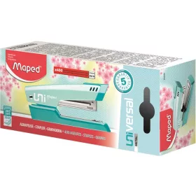  Tűzőgép, 24/6, 26/6, 25 lap, MAPED "Universal Metal Half-Strip Pastel", pasztell türkiz