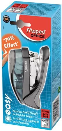 Tűzőgép, 24/6, 26/6, 25 lap, könnyített tűzés, dobozos, MAPED "Easy Half-Strip"