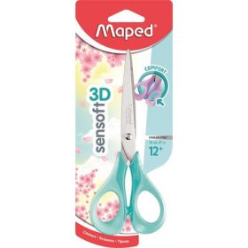  Olló, általános, 16 cm, rugalmas nyél, MAPED "Sensoft 3D", vegyes pasztell színek