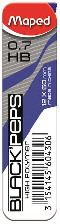 Grafitbél, 0,7 mm, HB, 12 szálas, MAPED "Black Peps"