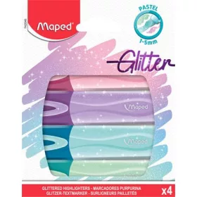   Szövegkiemelő készlet, 1-5 mm, MAPED "Glitter Fluo Peps", vegyes pasztell színek