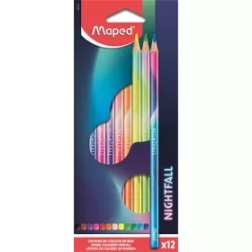   Színes ceruza készlet, háromszögletű, MAPED "Nightfall", 12 különböző szín