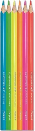 Színes ceruza készlet, háromszögletű, MAPED "Color'Peps Star Fluo", 6 különböző szín