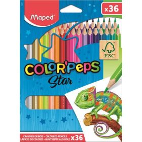   Színes ceruza készlet, háromszögletű, MAPED "Color'Peps", 36 különböző szín