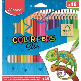   Színes ceruza készlet, háromszögletű, MAPED "Color'Peps", 48 különböző szín