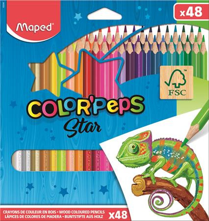 Színes ceruza készlet, háromszögletű, MAPED "Color'Peps", 48 különböző szín