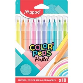   Filctoll készlet, 2,8 mm, kimosható, MAPED  "Color'Peps Pastel", 10 különböző pasztell szín
