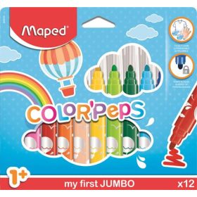   Filctoll készlet, 1- 5 mm, kimosható, vastag, MAPED "Color'Peps Jumbo", 12 különböző szín