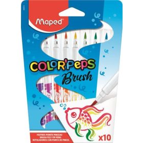   Filctoll készlet, kimosható, ecsetjellegű, MAPED „Color ’Peps Brush”, 10 különböző szín