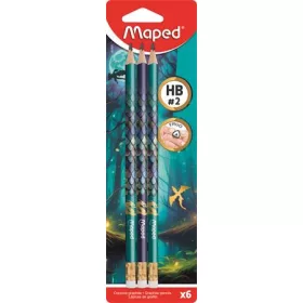   Grafitceruza radírral, HB, háromszögletű, MAPED "Dragon sárkány", 6 db