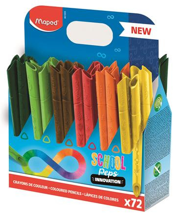 Színes ceruza készlet, ceruzatartó, háromszögletű, MAPED "Color'Peps INFINITY", 72 különböző szín