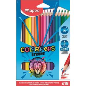   Színes ceruza készlet, háromszögletű, MAPED "Color'Peps Strong", 18 különböző szín