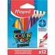 Színes ceruza készlet, háromszögletű, MAPED "Mini Color'Peps Strong", 12 különböző szín