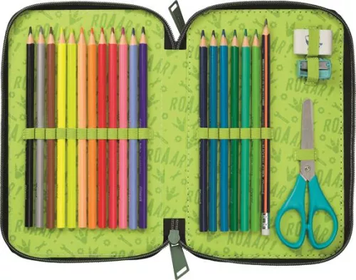 Tolltartó, töltött, 2 emeletes, cipzáras, MAPED, dinoszaurusz