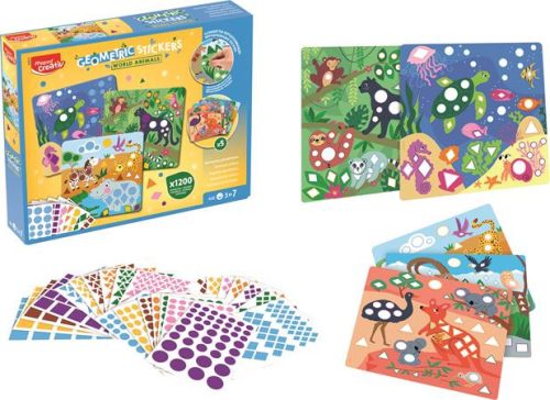Matrica készlet, geometriai, MAPED CREATIV "Geometric Stickers", a világ állatai