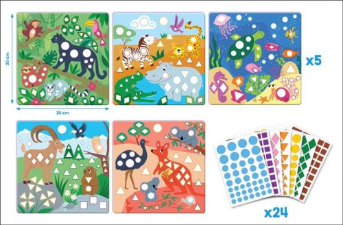 Matrica készlet, geometriai, MAPED CREATIV "Geometric Stickers", a világ állatai